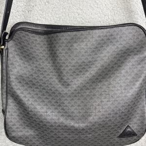 Vintage 80’s Liz Claiborne Signature Purse Crossbody Gray Black Monogram PVC